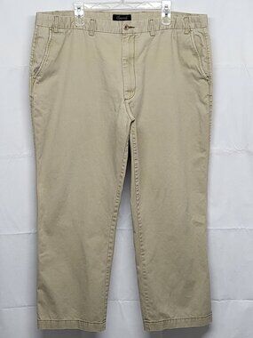 Roundtree & Yorke Casuals Mens Chino Pants 44 X 30 Flat Front High Rise Cotton